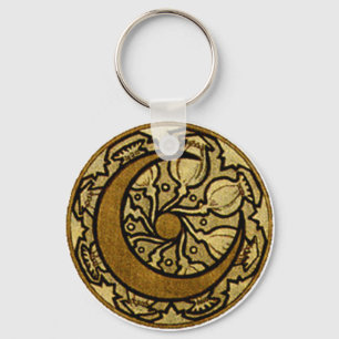 Zodiac Crescent Moon Mucha Keychain