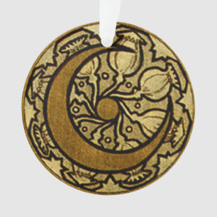 Zodiac Crescent Moon Mucha  Ornament