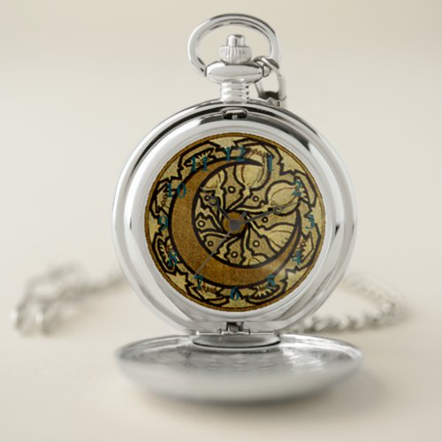 Zodiac Crescent Moon Mucha  Pocket Watch