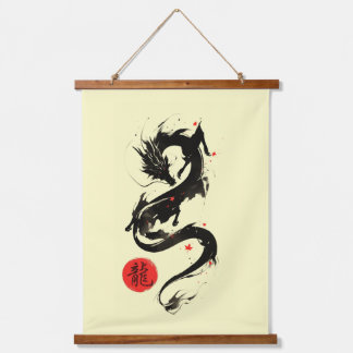 zodiac Dragon ink art sumi-e Hanging Tapestry
