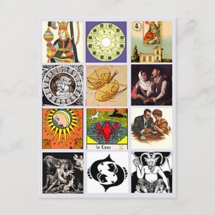 Zodiac Fortune Teller Tarot Card Art Collage