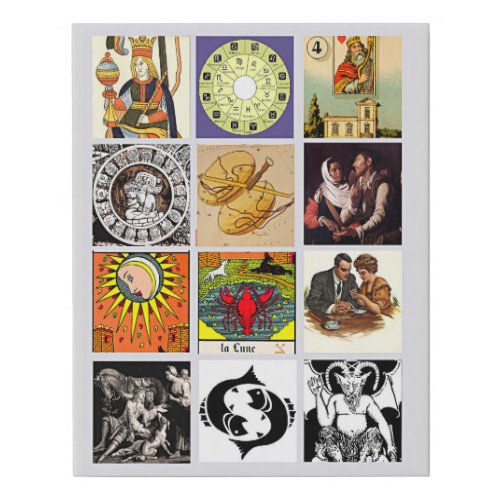Zodiac Fortune Teller Tarot Card Art Collage   Faux Canvas Print