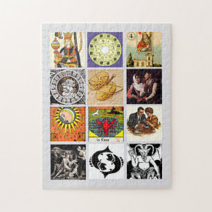 Zodiac Fortune Teller Tarot Card Art Collage Jigsaw Puzzle