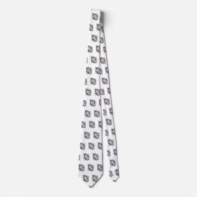Zodiac - Gemini -  Black & White   Neck Tie (Front)