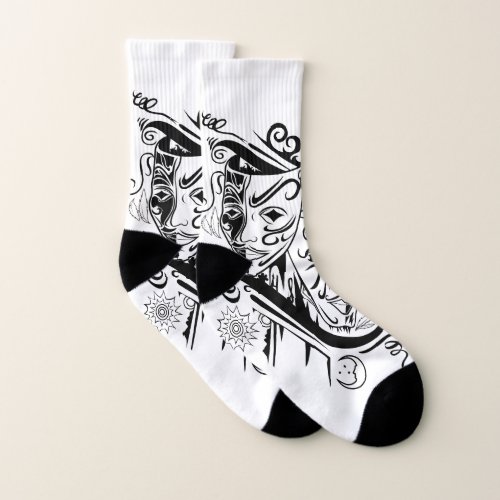 Zodiac _ Gemini _  Black  White Socks