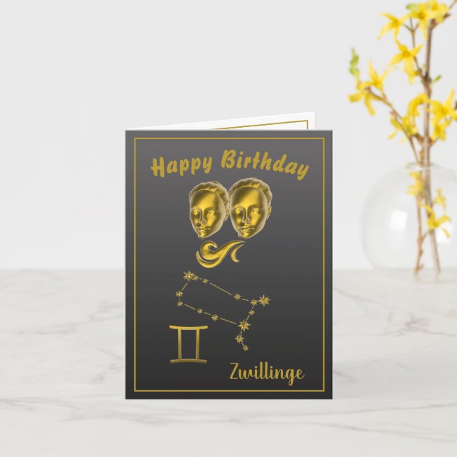 Zodiac Gemini -  Card (Yellow Flower)