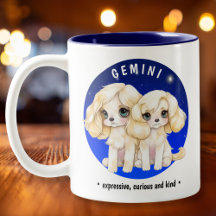 Zodiac Gemini Cute Watercolor Dog custom name date