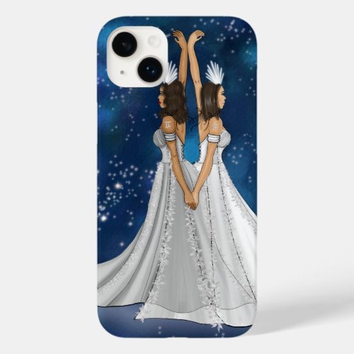 Zodiac Gemini Goddess in Blue Celestial Space Case_Mate iPhone 14 Plus Case