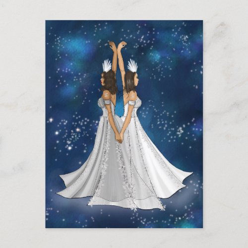 Zodiac Gemini Goddess in Blue Celestial Space Postcard