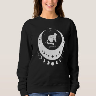 Zodiac Gemini Horoscope Astrology Sign Cat Crescen Sweatshirt