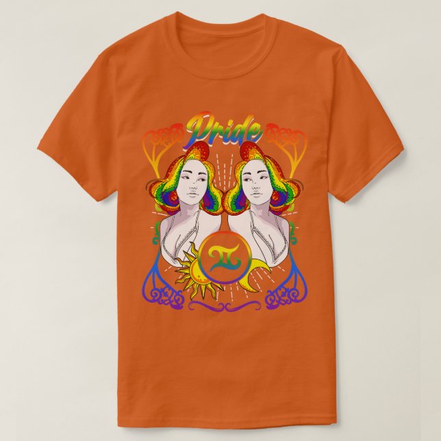 Zodiac Gemini LGBTQ Pride T-Shirt (Design Front)