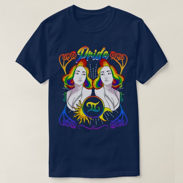 Zodiac Gemini LGBTQ Pride T-Shirt (Design Front)