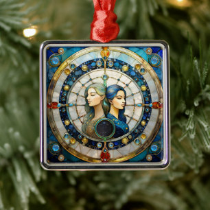 Zodiac - Gemini The Twins Metal Ornament