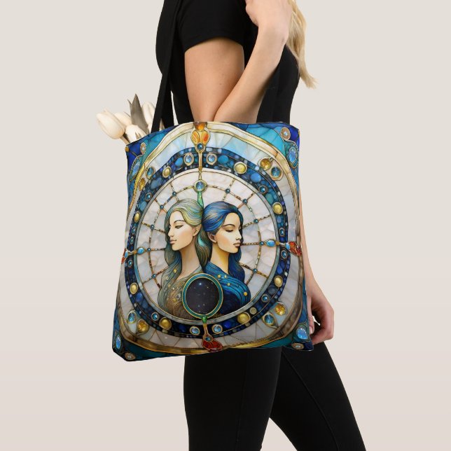 Zodiac - Gemini The Twins Tote Bag (Close Up)