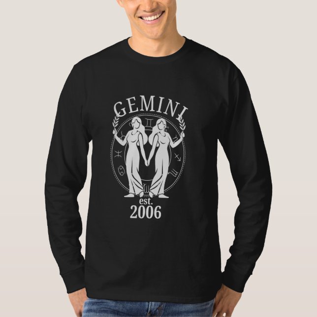 Zodiac Gemini Twins Born in 2006 T-Shirt (Front)