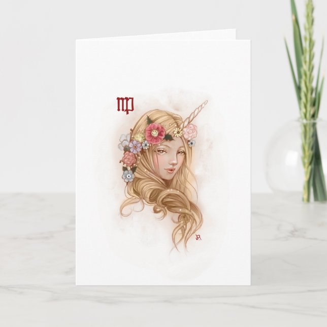 Zodiac Girl Greeting Card: Virgo Card (Front)