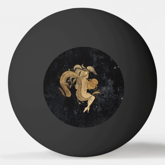 Zodiac Goddess | Cosmic Gold Aquarius Astrology Ping Pong Ball (Front)