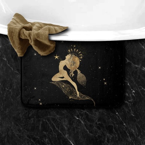 Zodiac Goddess  Cosmic Gold Aries Astrology Bath Mat
