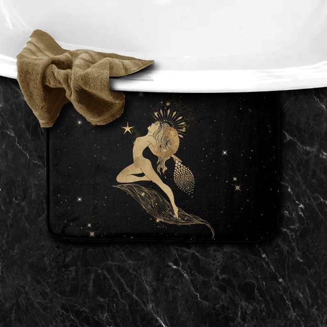 Zodiac Goddess | Cosmic Gold Aries Astrology Bath Mat (Creator Uploaded)