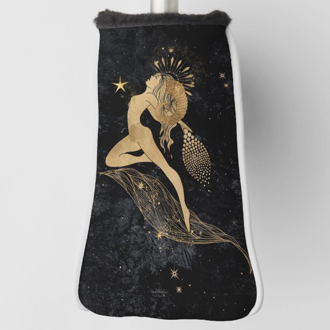 Zodiac Goddess | Cosmic Gold Aries Astrology Golf Head Cover (Rotate 90)