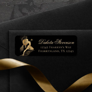 Zodiac Goddess Cosmic Gold Aries Astrology Label