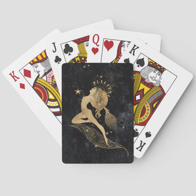 Zodiac Goddess | Cosmic Gold Aries Astrology Poker Cards (Back)