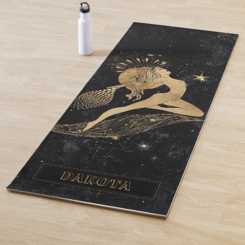 Zodiac Goddess  Cosmic Gold Aries Astrology Yoga Mat