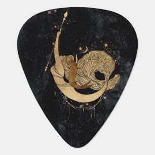 Zodiac Goddess Cosmic Gold Capricorn Astrology Guitar Pick