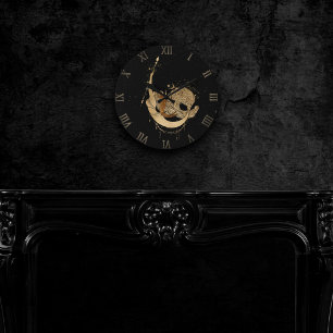 Zodiac Goddess   Cosmic Gold Capricorn Astrology Round Clock