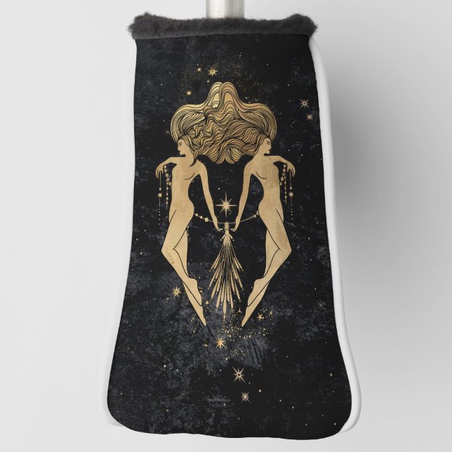 Zodiac Goddess | Cosmic Gold Gemini Astrology Golf Head Cover (Rotate 90)