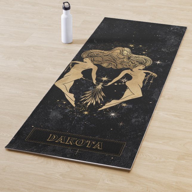 Zodiac Goddess | Cosmic Gold Gemini Astrology Yoga Mat (In Situ)