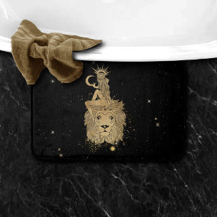 Zodiac Goddess Cosmic Gold Leo Astrology Bath Mat