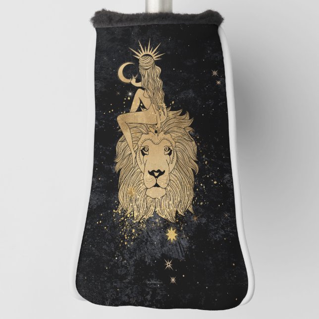 Zodiac Goddess | Cosmic Gold Leo Astrology Golf Head Cover (Rotate 90)