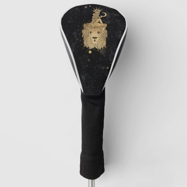 Zodiac Goddess | Cosmic Gold Leo Astrology Golf Head Cover (Front)