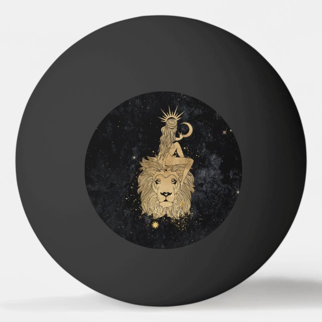 Zodiac Goddess | Cosmic Gold Leo Astrology Ping Pong Ball (Front)