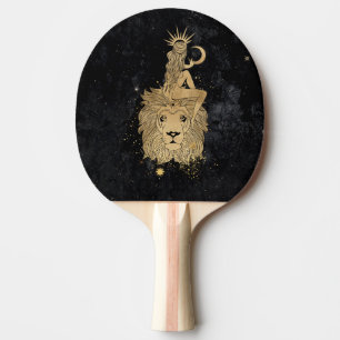Zodiac Goddess   Cosmic Gold Leo Astrology Ping Pong Paddle