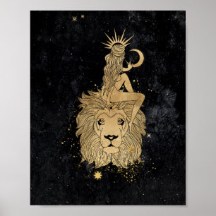 Zodiac Goddess Cosmic Gold Leo Astrology Poster