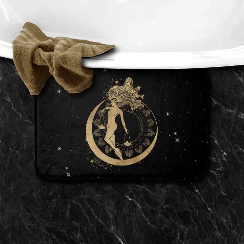 Zodiac Goddess  Cosmic Gold Libra Astrology Bath Mat