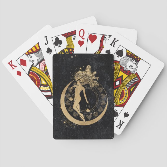 Zodiac Goddess | Cosmic Gold Libra Astrology Poker Cards (Back)