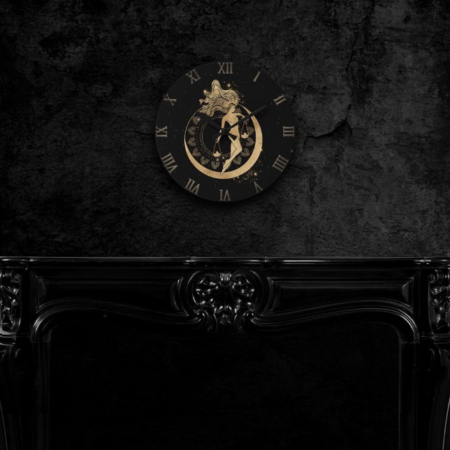 Zodiac Goddess | Cosmic Gold Libra Astrology Round Clock (Creator Uploaded)