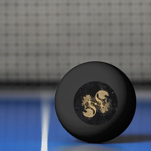 Zodiac Goddess | Cosmic Gold Pisces Astrology Ping Pong Ball (Net)