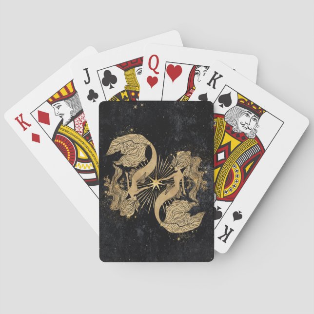 Zodiac Goddess | Cosmic Gold Pisces Astrology Poker Cards (Back)