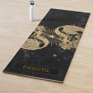 Zodiac Goddess Cosmic Gold Pisces Astrology Yoga Mat
