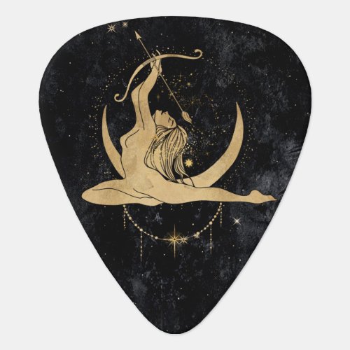 Zodiac Goddess  Cosmic Gold Sagittarius Astrology Guitar Pick