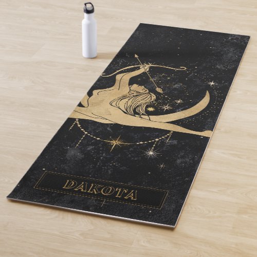 Zodiac Goddess  Cosmic Gold Sagittarius Astrology Yoga Mat