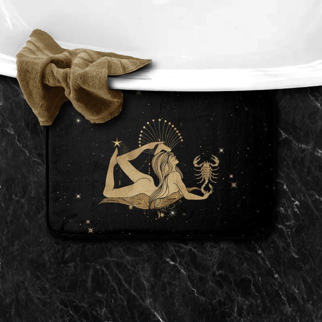 Zodiac Goddess | Cosmic Gold Scorpio Astrology Bath Mat (Creator Uploaded)