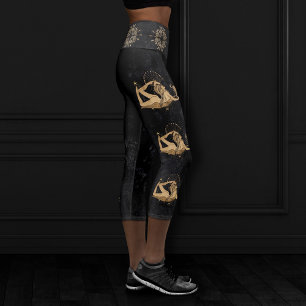 Zodiac Goddess Cosmic Gold Scorpio Astrology Capri Leggings