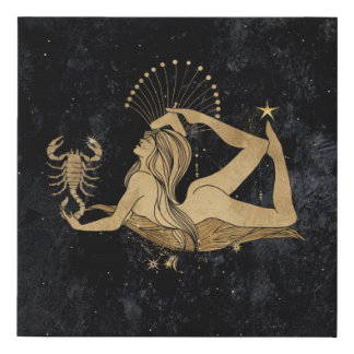 Zodiac Goddess | Cosmic Gold Scorpio Astrology Faux Canvas Print
