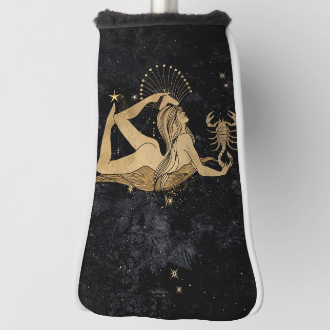 Zodiac Goddess | Cosmic Gold Scorpio Astrology Golf Head Cover (Rotate 90)