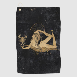 Zodiac Goddess Cosmic Gold Scorpio Astrology Golf Towel
